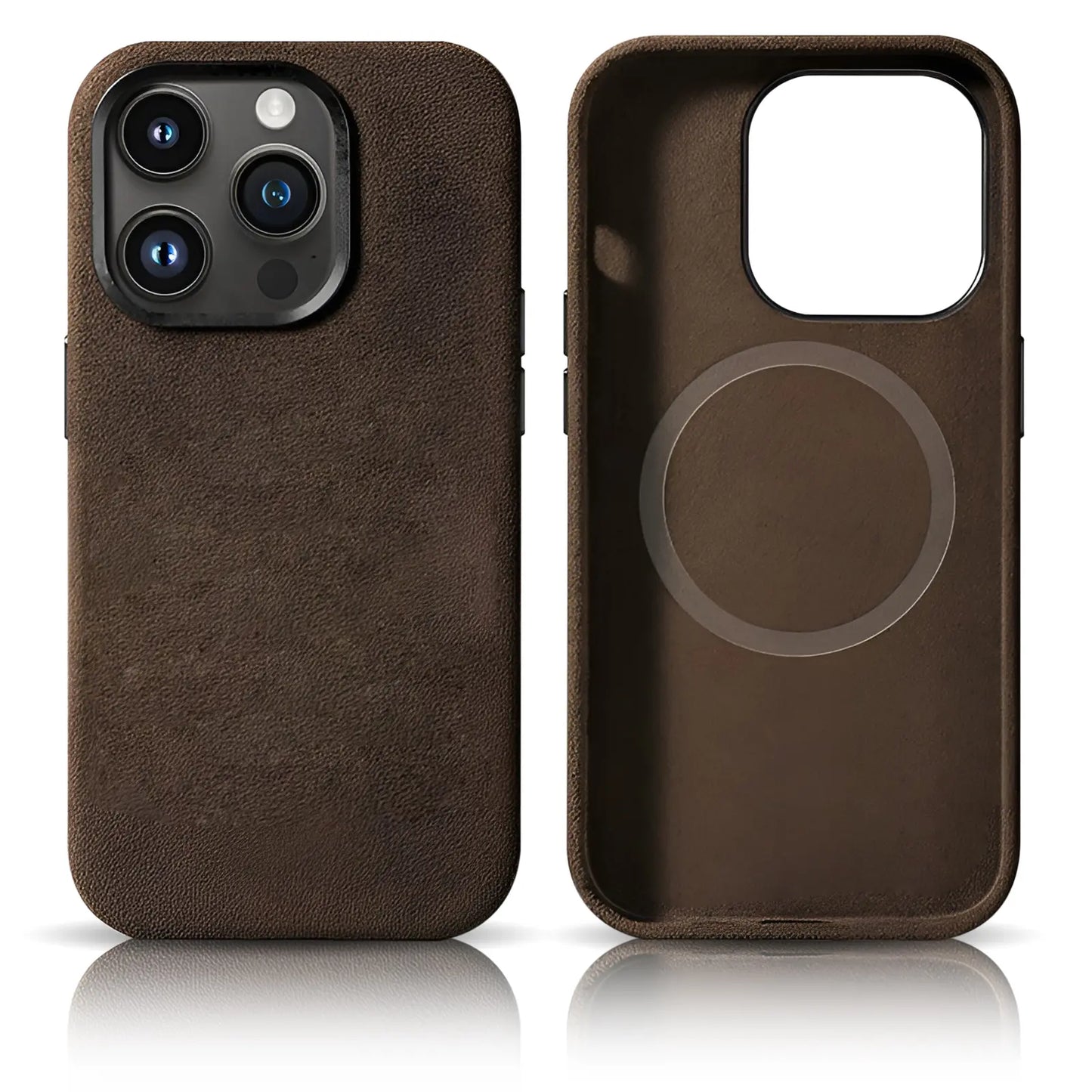 Pixxelcase® Alcantara Leather iPhone Case for 13-16ProMax | DARK BROWN