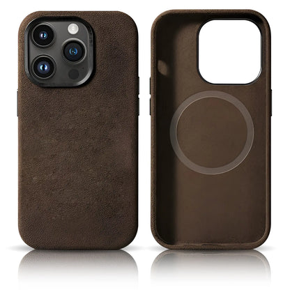 Pixxelcase® Alcantara Leather iPhone Case for 13-16ProMax | DARK BROWN