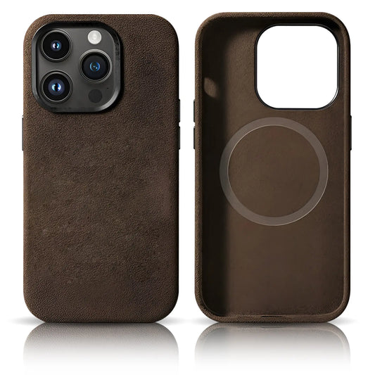 Pixxelcase® Alcantara Leather iPhone Case for 13-16ProMax | DARK BROWN