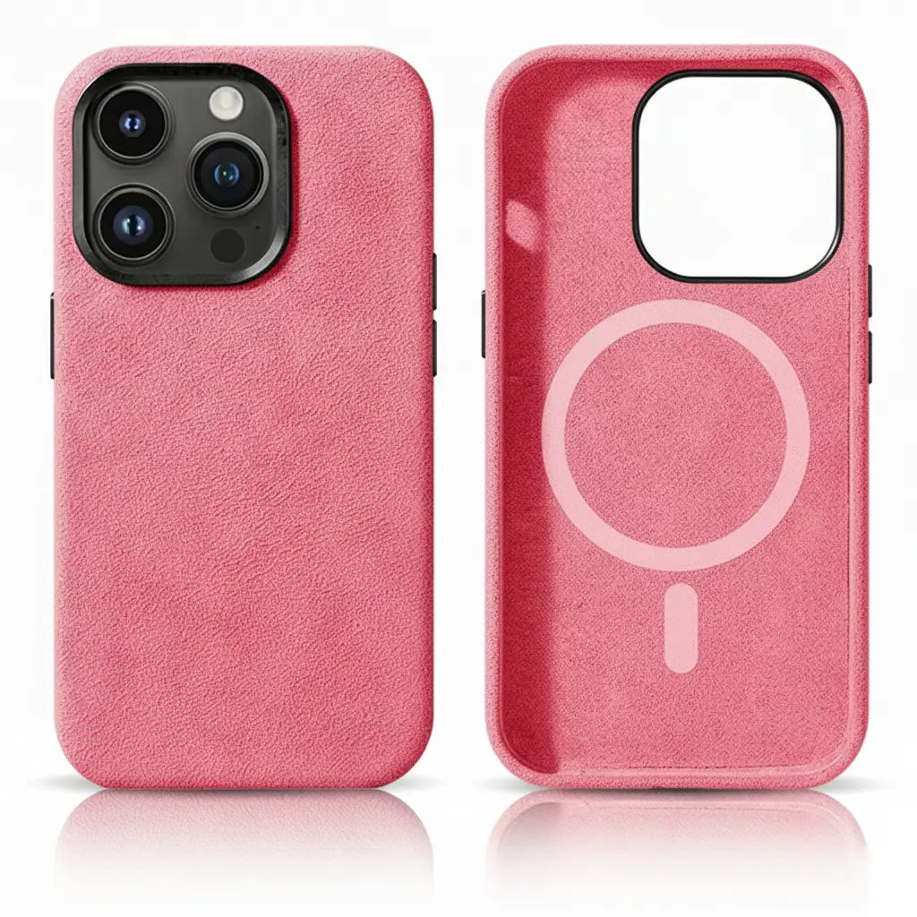 Pixxelcase® Alcantara Leather iPhone Case for 14-16ProMax | BABY PINK