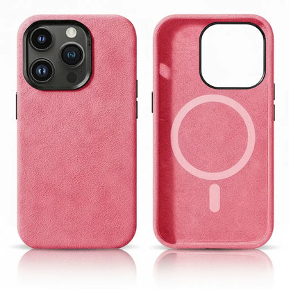 Pixxelcase® Alcantara Leather iPhone Case for 14-16ProMax | BABY PINK