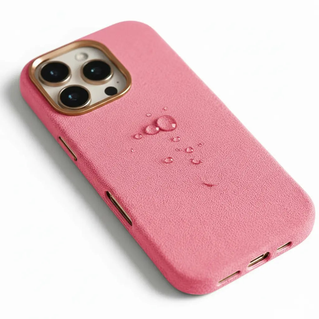 Pixxelcase® Alcantara Leather iPhone Case for 14-16ProMax | BABY PINK