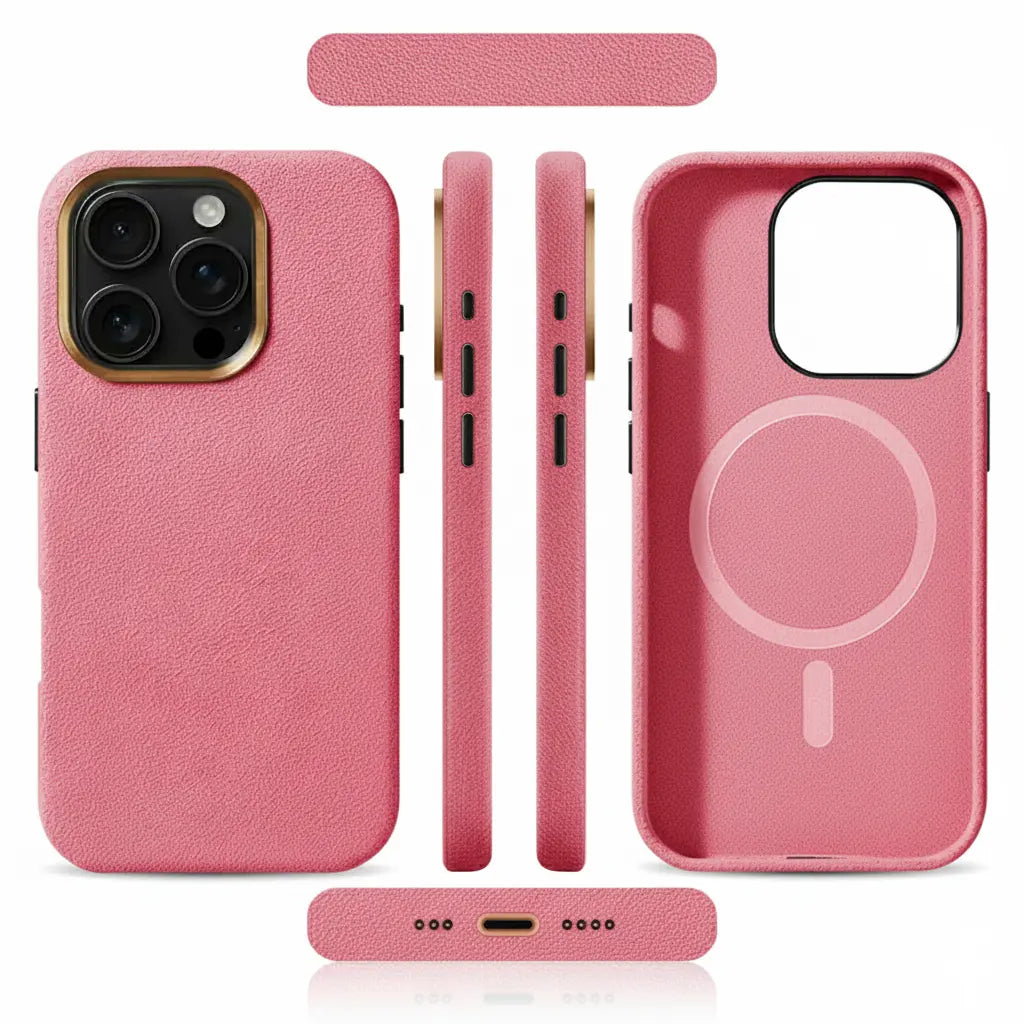 Pixxelcase® Alcantara Leather iPhone Case for 14-16ProMax | BABY PINK