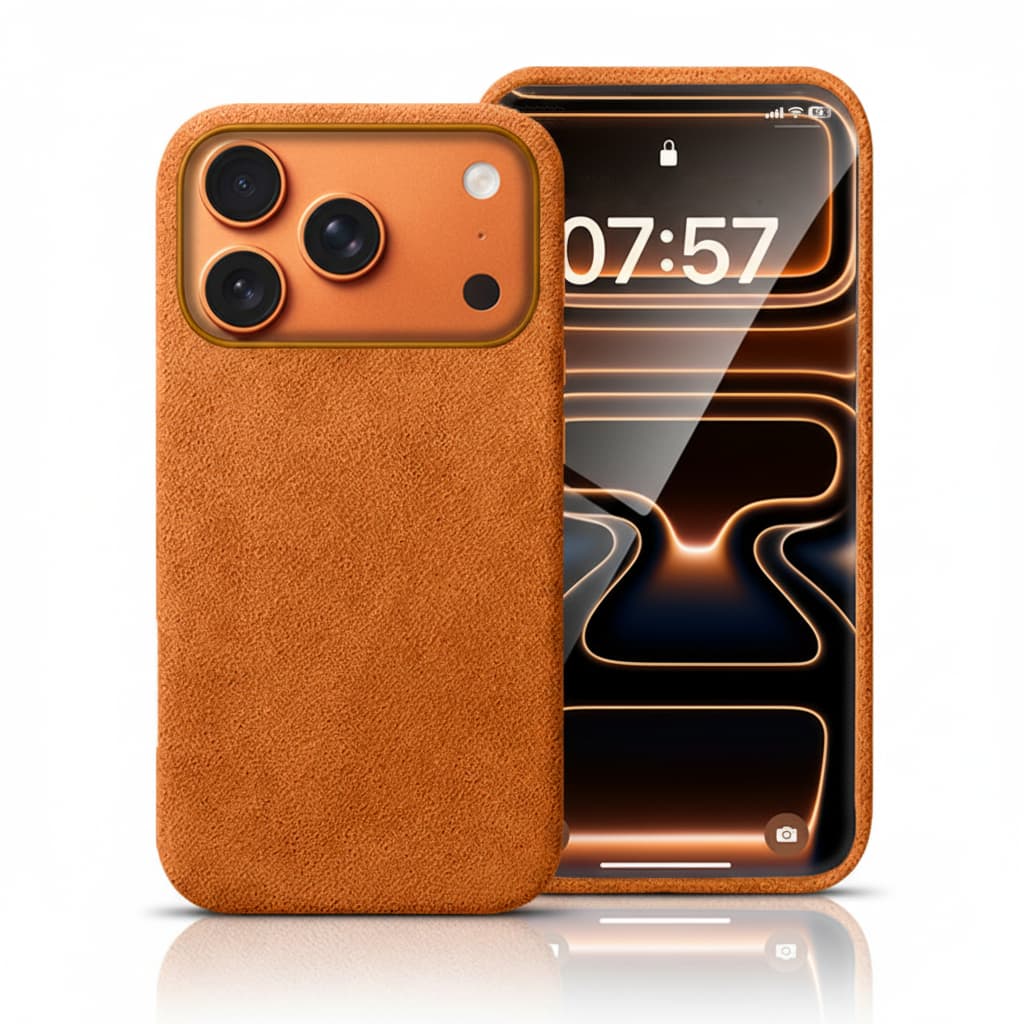Pixxelcase® Alcantara Leather iPhone Case for 17-17Air | HERMES ORANGE