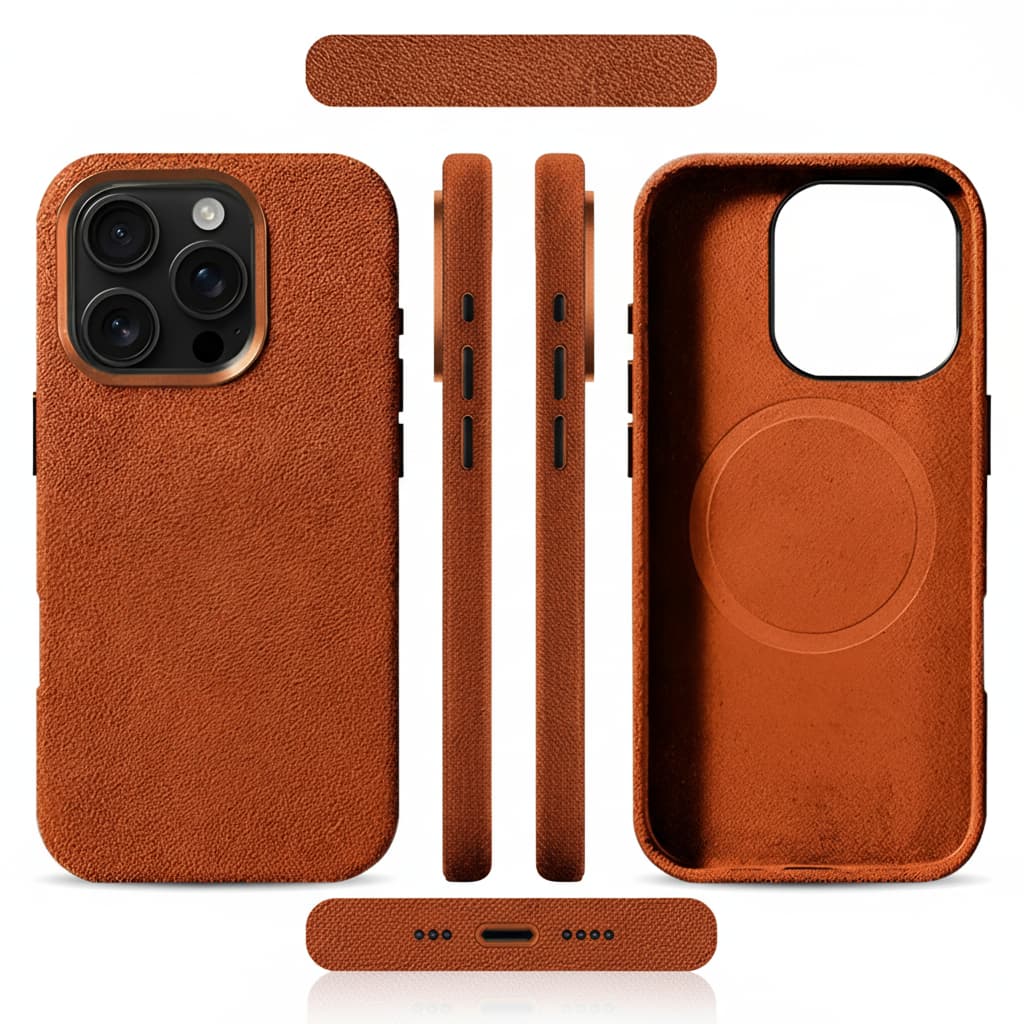 Pixxelcase® Alcantara Leather iPhone Case for 13-16ProMax | HERMES ORANGE