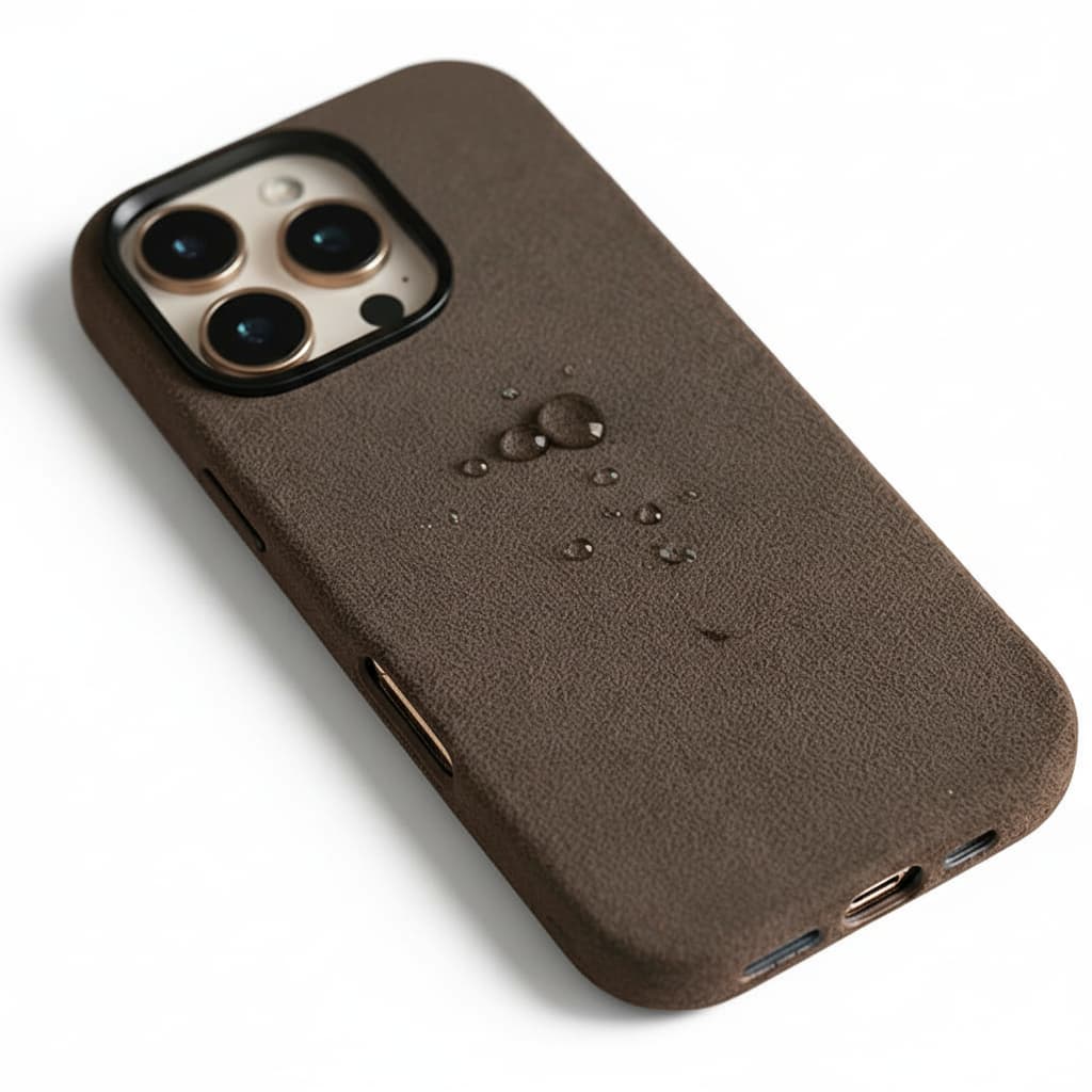 Pixxelcase® Alcantara Leather iPhone Case for 13-16ProMax | DARK BROWN