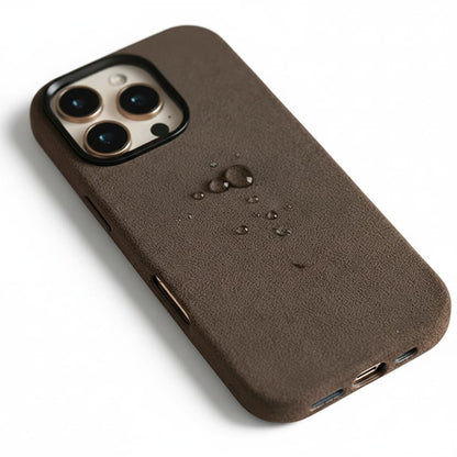 Pixxelcase® Alcantara Leather iPhone Case for 13-16ProMax | DARK BROWN