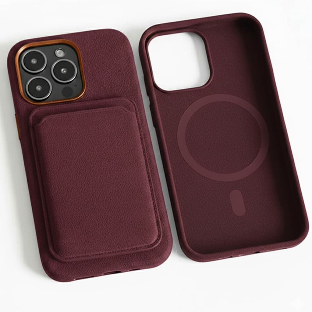 Pixxelcase® Alcantara Leather iPhone Case for 13-16ProMax | WINE RED