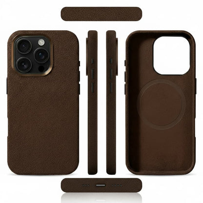 Pixxelcase® Alcantara Leather iPhone Case for 13-16ProMax | DARK BROWN
