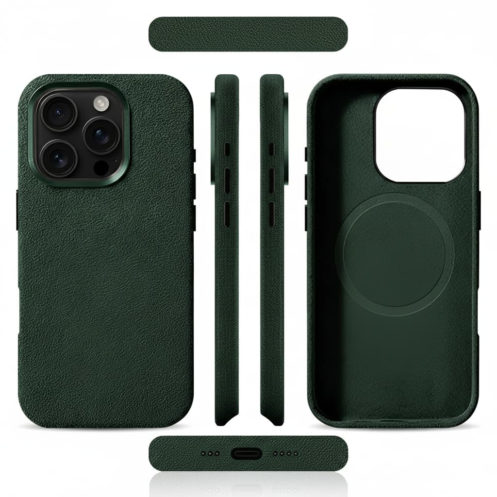 Pixxelcase® Alcantara Leather iPhone Case for 13-16ProMax | FOREST GREEN