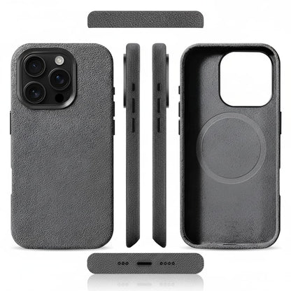 Pixxelcase® Alcantara Leather iPhone Case for 13-16ProMax | LIGHT GRAY