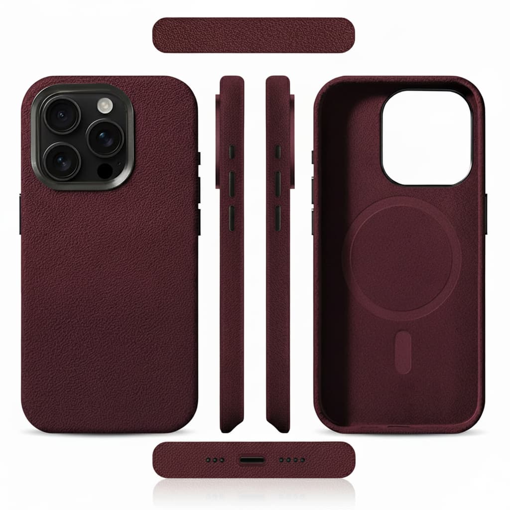 Pixxelcase® Alcantara Leather iPhone Case for 13-16ProMax | WINE RED