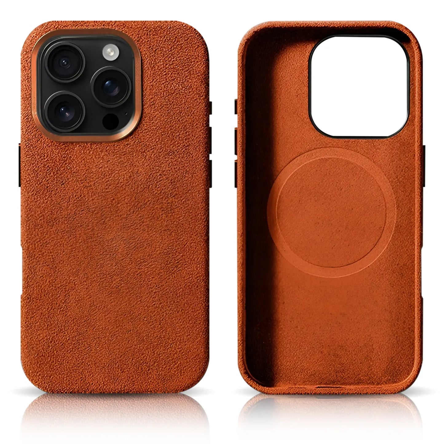 Pixxelcase® Alcantara Leather iPhone Case for 13-16ProMax | HERMES ORANGE