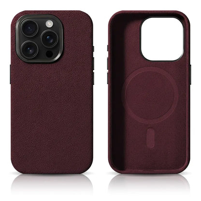 Pixxelcase® Alcantara Leather iPhone Case for 13-16ProMax | WINE RED