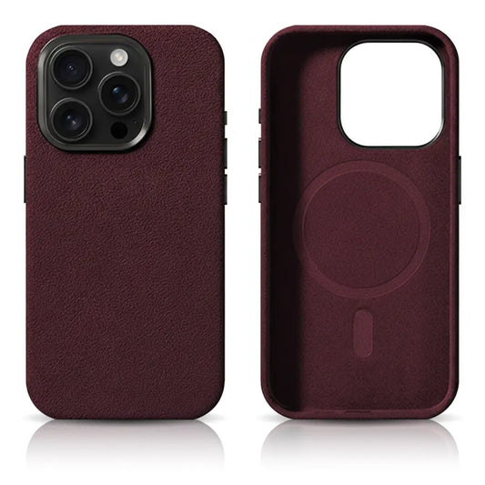 Pixxelcase® Alcantara Leather iPhone Case for 13-16ProMax | WINE RED
